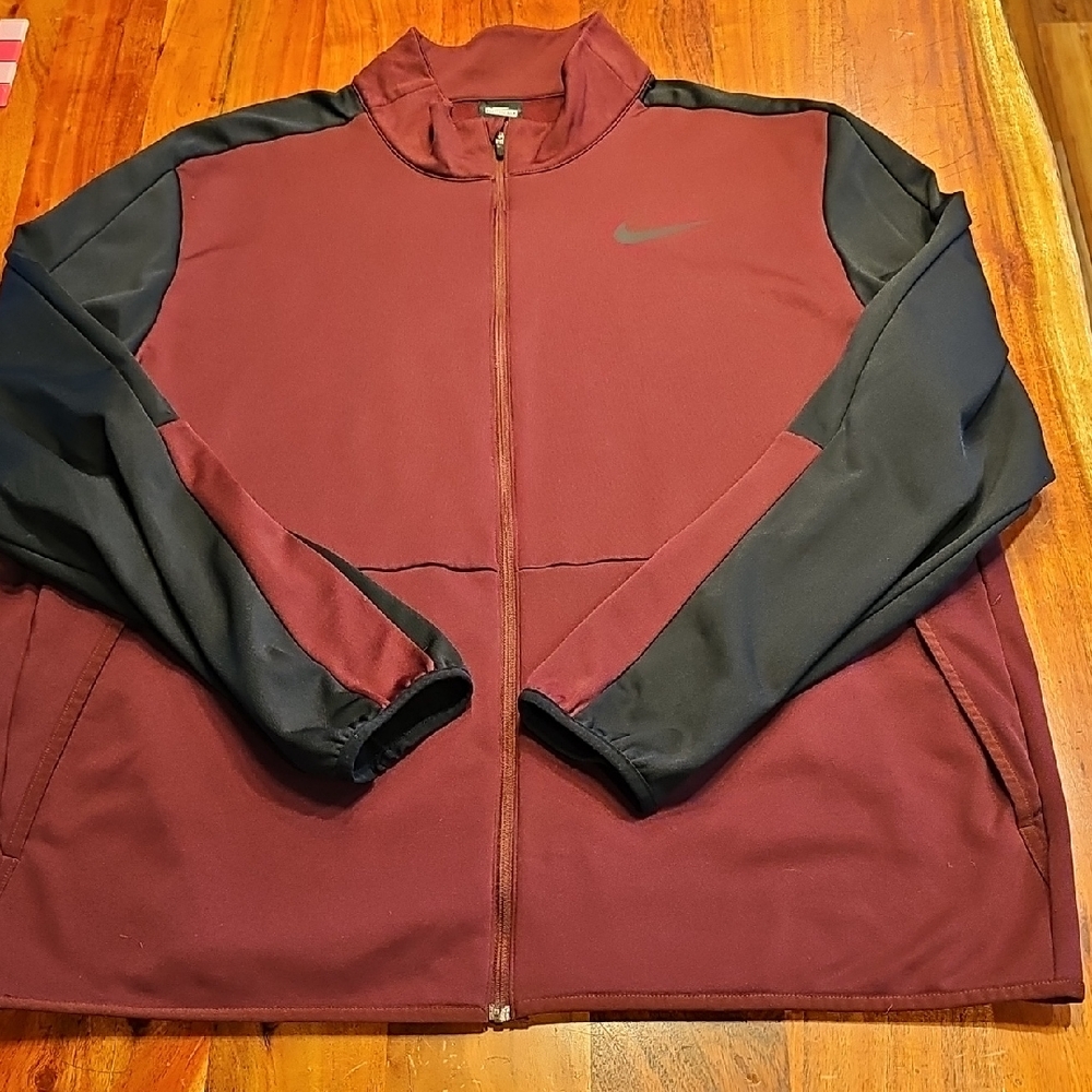 Nike Men's Burgundy and Black Bomber Jacket